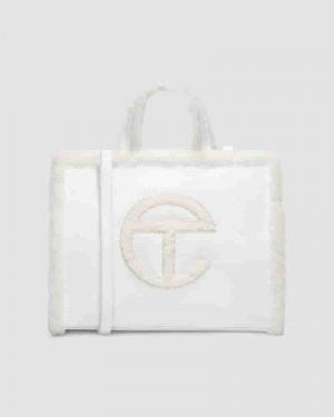UGG All Gender X TELFAR Medium Shopper Crinkle Ženske Torbe Bijele | HRO8624K